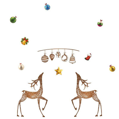 

UpperX Christmas Removable Ball Vinyl Home Window Stickers PVC Sticker Decor 60x90cm Multicolor Moose Christmas