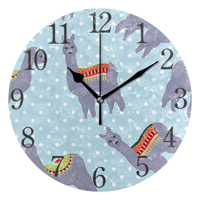 

Wall Clock Arabic Numerals Design Hand Drawn Lama Design Round