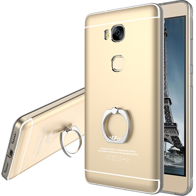

Cool music front glory play 5X mobile phone shell creative metal finger buckle protective sleeve bracket anti-crash shell for Huawei glory play 5x gold
