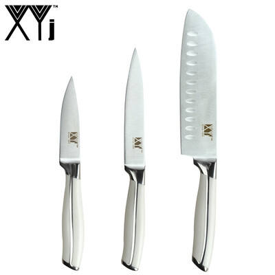 

XYj Stainless Steel Kitchen Knives POMStainless Steel Handle 7 Santoku 5 Utility 35 Paring Knife
