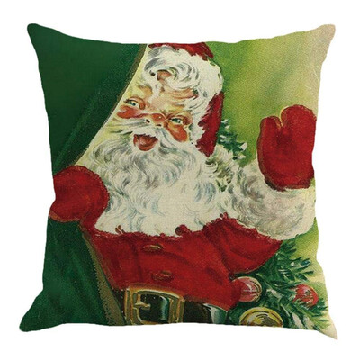

UpperX Vintage Printing Christmas Sofa Bed Home Cafe Decor Pillowcase Square Linen Throw Pillow Cover Zipper Invisible45x45cmT