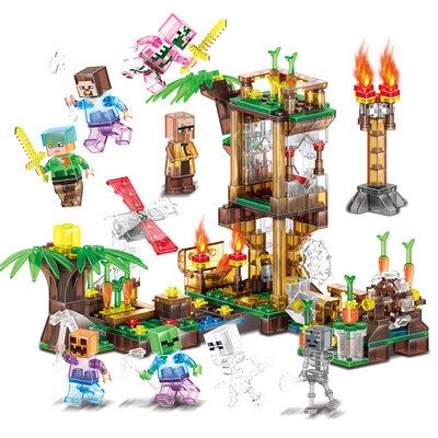 

Mi bloque de construcción de bloques de casa de bosque de DIY mundo ilumina juguetes compatibles con Legoed Minecrafted City