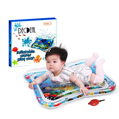 

Decdeal Inflatable Baby Water Mat Infant Tummy Time Playmat Toddler Fun Activity Play Center