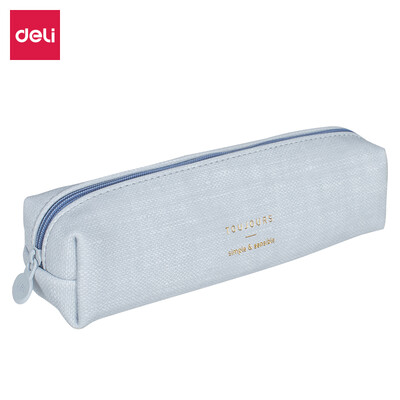 

Deli deli square dirt-resistant waterproof pencil case student stationery box large-capacity multi-function pencil bag blue 66826