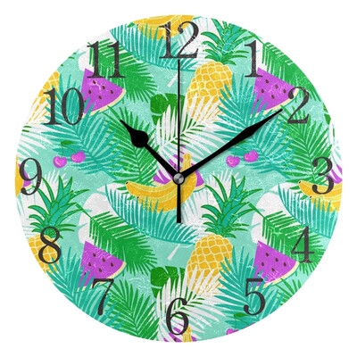 

Wall Clock Watermelon Slice Pineapple Round Wall Clock Arabic Numerals Design