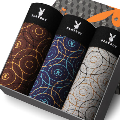 

Playboy PLAYBOY 5870 Men&39s underwear Cotton Men&39s briefs Pants High youth breathable waist Four corners underwear Male 3 gift box Multicolor