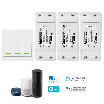 

3PCS SONOFF RF Wifi Switch RF 433MHz Compatible with Alexa for Google Home 10A2200W Wireless Switch with Timing Function for Andr