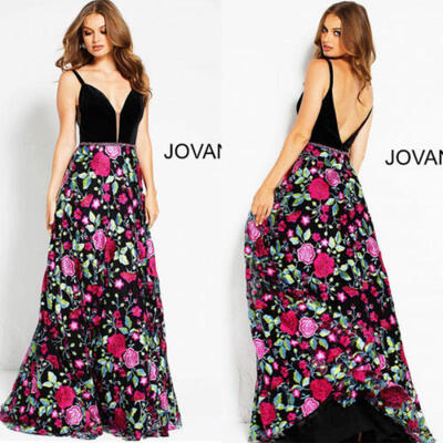 

Ladies Long Black Floral Prom Ball Bridesmaid Dress Formal Prom Party Dresses