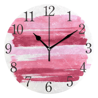 

Wall Clock Arabic Numerals Design Watercolor Pink Round