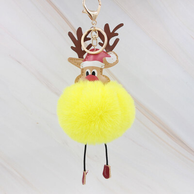 

Cute Christmas Gift Deer Keychain for Women Pom Pom Ball Keychains