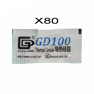 

GD Brand 80 Pieces GD100 Thermal Paste Grease Silicone Heat Sink Compound White Net Weight 0.5 Gram For CPU Cooler Mini Bag MB05