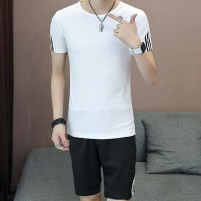 

Mens Breathable T-Shirt Casual Round-Neck Short Sleeve Shirt Tops Tees Suits