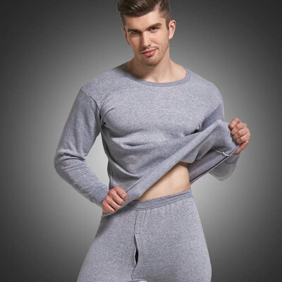 

Thermal Underwaer For Mens Winter Warm Velvet Inner Wear Plus Size Thermal Underwear Set Thick Round neck Slim Long Johns M-4XL