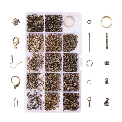 

PH PANDAHALL 1 Box Jewelry Findings Kits With Bead Caps Head pinsCord EndsCross Chains