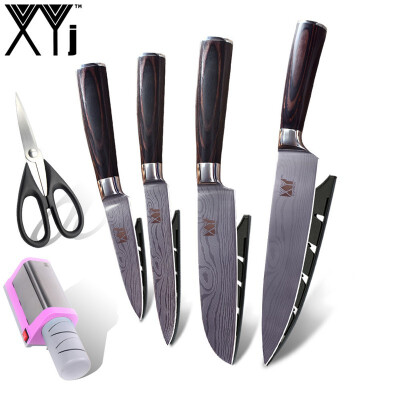 

XYj Beauty Pattern Blade Kitchen Knives Non Slip Handle Stainless Steel Knife Kitchen Knife Sharpener Scissor