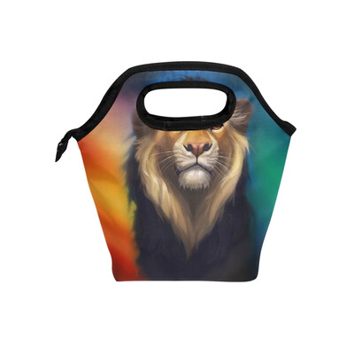 

Lunch Bag Tote Bag Colorful Artistic Lion Travel Picnic Organizer Lunch Holder Handbags Lunch Bag Box