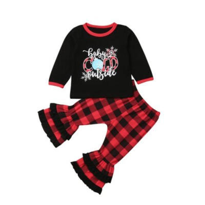 

Christmas Newborn Kids Baby Girl Tops T-shirt Long Pants Outfits Clothes Costume