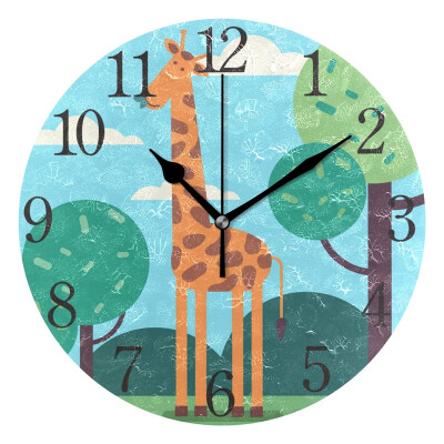 

Wall Clock Arabic Numerals Design Giraffe Pattern Round