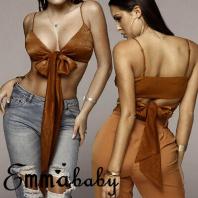 

Emmababy Womens Deep V-neck Blouse Sleeveless Loose Casual Shirt Crop Tops