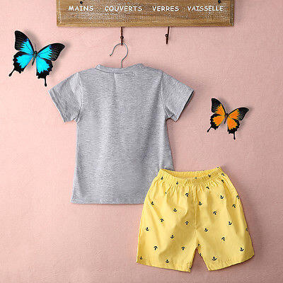 

Summer Boys Anchor Letters T-shirtShorts Kids Baby Casual 2Pcs Set Cotton Suit