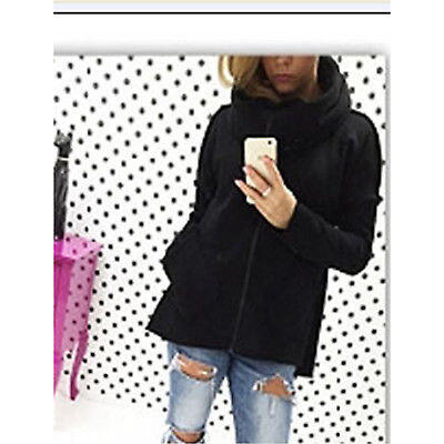 

Womens Warm Turtle Neck Zip Up Hoodie Sweatshirt Jumper Cardigan Jacket Coat Top