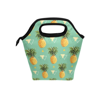 

Insulated Lunch Tote Bag Pineapple Travel Picnic Lunch Handbags Portable Zipper Lunch Bag Box