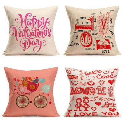 

UpperX Happy Valentine Pillow Cover Christmas Decors Snowman Decor Sofa Waist Throw Cushion Cover Square 45x45cm 4 PACK