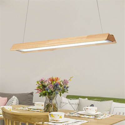 

Baycheer HL487594 Contemporary White Light-Adjustable Wooden Linear Led Pendant Light 24W