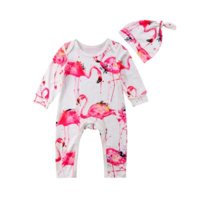

2PCS Newborn Baby Kid Girl Boy Flamingo Romper Jumpsuit Bodysuit Clothes Set AU