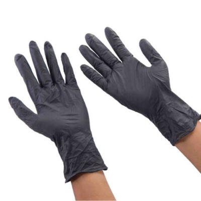 

100Pcs Comfortable Rubber Disposable Mechanic Nitrile Gloves Black Medical Exam