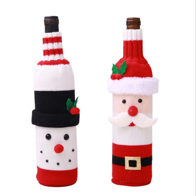 

Christmas Decorations Elk Wine Bottle Cover Knitted Champagne Wine Bottle