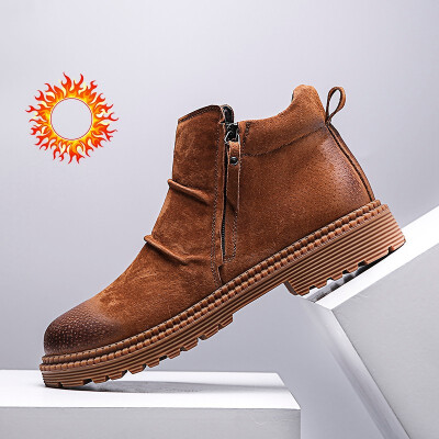 

Mens Shoes Fashion Boots Casual Walking Shoes Slip Resistant Genuine Leather Martin Shoes Keep Warm Winter Boot