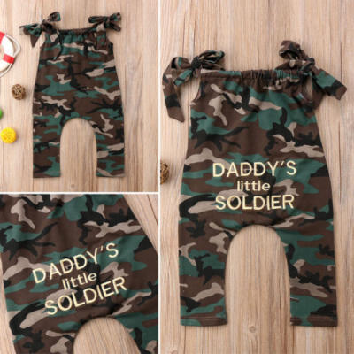 

Toddler Newborn Kids Baby Girls Camouflage Romper Harem Clothes Outfits Sunsuit