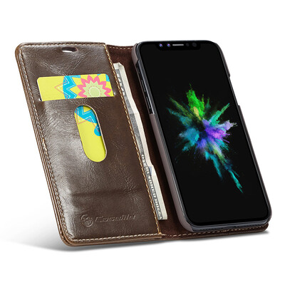 

New iPhone  Max Mobile Phone Case Huawei Samsung Mobile Phone Card Clamshell Protective Shell Brown