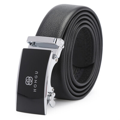 

Red Valley HONGU men's belt business casual automatic buckle leather men's belt gift box H21103857 dark B