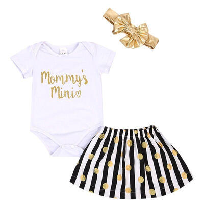 

US Newborn Baby Girl Tops Romper Polka Tutu Dress Skirt Outfits 3Pcs Set Clothes
