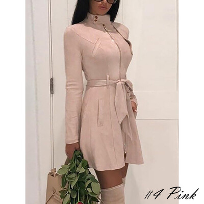 

Women High Neck Long Sleeve Casual Ladies Tops Coat Jacket Zip Up Outwear