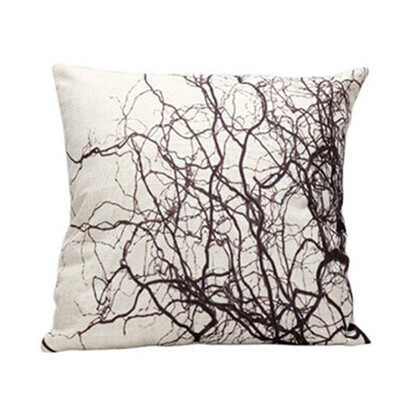 

UpperX Cotton Linen Square Decorative Throw Pillow Case Cushion CoverMess branches pattern