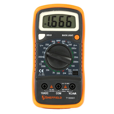 

Steel Shield (SHEFFIELD) T130001 Small Handheld 31/2-digit Digital Multimeter Portable Digital Voltage Current Resistance Strap Overload Protection Backlight