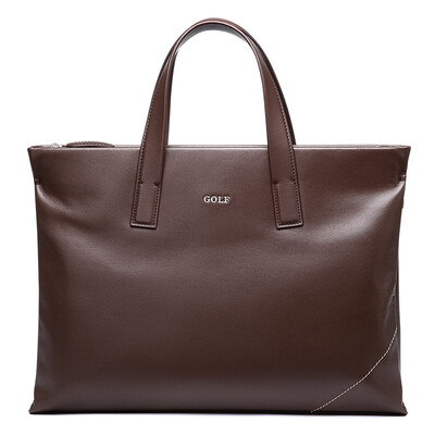 

Golf GOLF first layer cowhide mens briefcase soft leather business handbag large capacity mens bag D8BV11962J brown