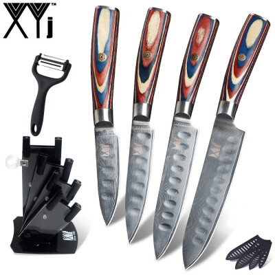 

XYj 6pcs Kitchen Damascus Steel Knives Set 3 4 5 6 Paring Slicing Utility Knives