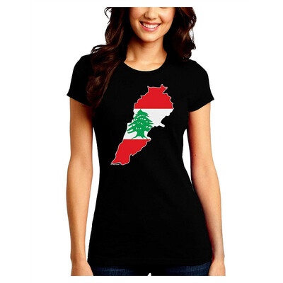 

TooLoud Lebanon Flag Silhouette Juniors Petite Crew Dark T-Shirt