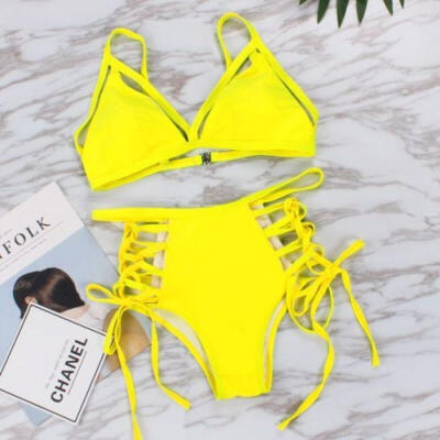 

Padded Bra Bikini Set Swimsuit Women Bandage Push-up Triangle Swimwear Bathing