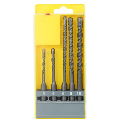 

5pcs 5mm6mm6mm8mm10mm Multi-Purpose Percussion Rotary Hammer Drill Bits Set with SDS-Plus Shank Drilling Tool for Concrete Mas