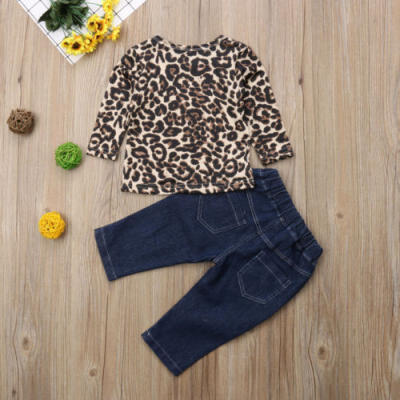 

UK Toddler Baby Girls Clothes Shirt Tops Leopard SkirtsHole Denim Pants Outfits