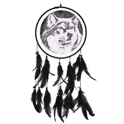 

UpperX Dream Catcher Wolf Dream Catcher Indian Dream Catcher With Animal Pattern Side 1 Circle OrnamentBlack Wolf