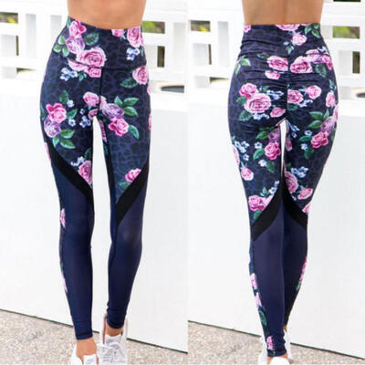 

Women Push Up Yoga Legging Elastic High Waist Sport Floral Pant Running Trouser