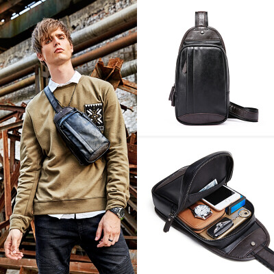 

No Cnoles Mens chest bag Korean version of the shoulder bag fashion casual mens bag Messenger bag vertical pockets trend youth backpack Z122 black