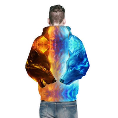 

US STOCK 3D Print Space Wolf Sweatshirt Jacket Pullover Hoodie Sweater Mens