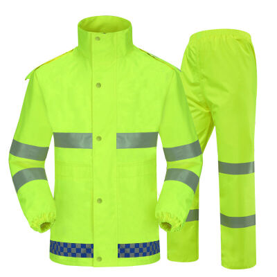 

CNMF moufu Fluorescent green lattice reflective raincoats